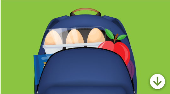 A backpack with food in it
