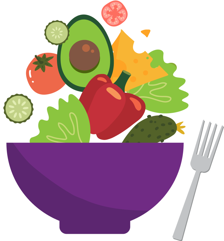 Bowl of salad being tossed.